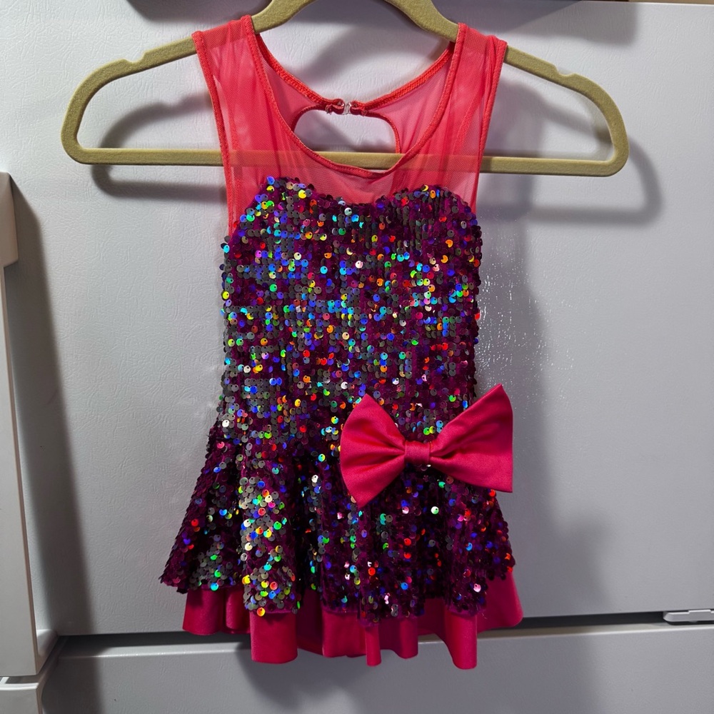 Weissman Child Small Sequin Dance Dress Bow Colorful